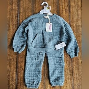 Jessica Simpson Sage Blue Cozy Quilted Kids Set NWT Size 4T